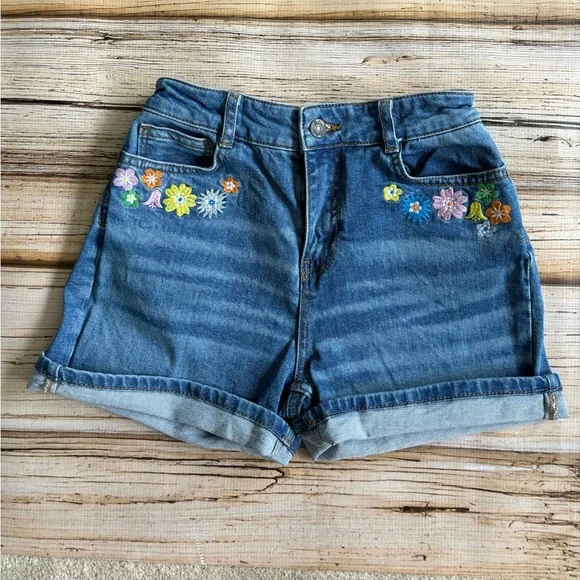 Mini Boden Bottoms Mini Boden Embroidered Floral Jean Denim